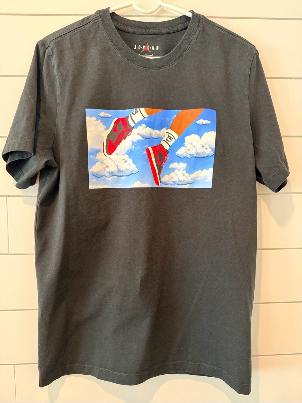 Nike Jordan Black Short-Sleeve Tee with Red Sneaker Graphic